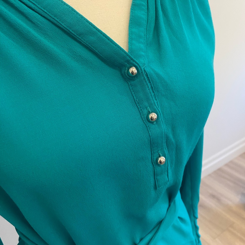 Banana Republic Teal Button-Down Dress with Slip Included - Picture 2 of 5